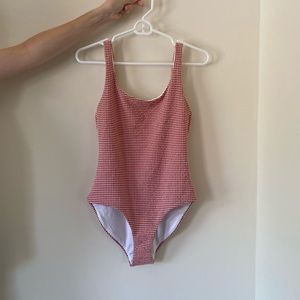 Red and White Checkered One Piece Swim Suit